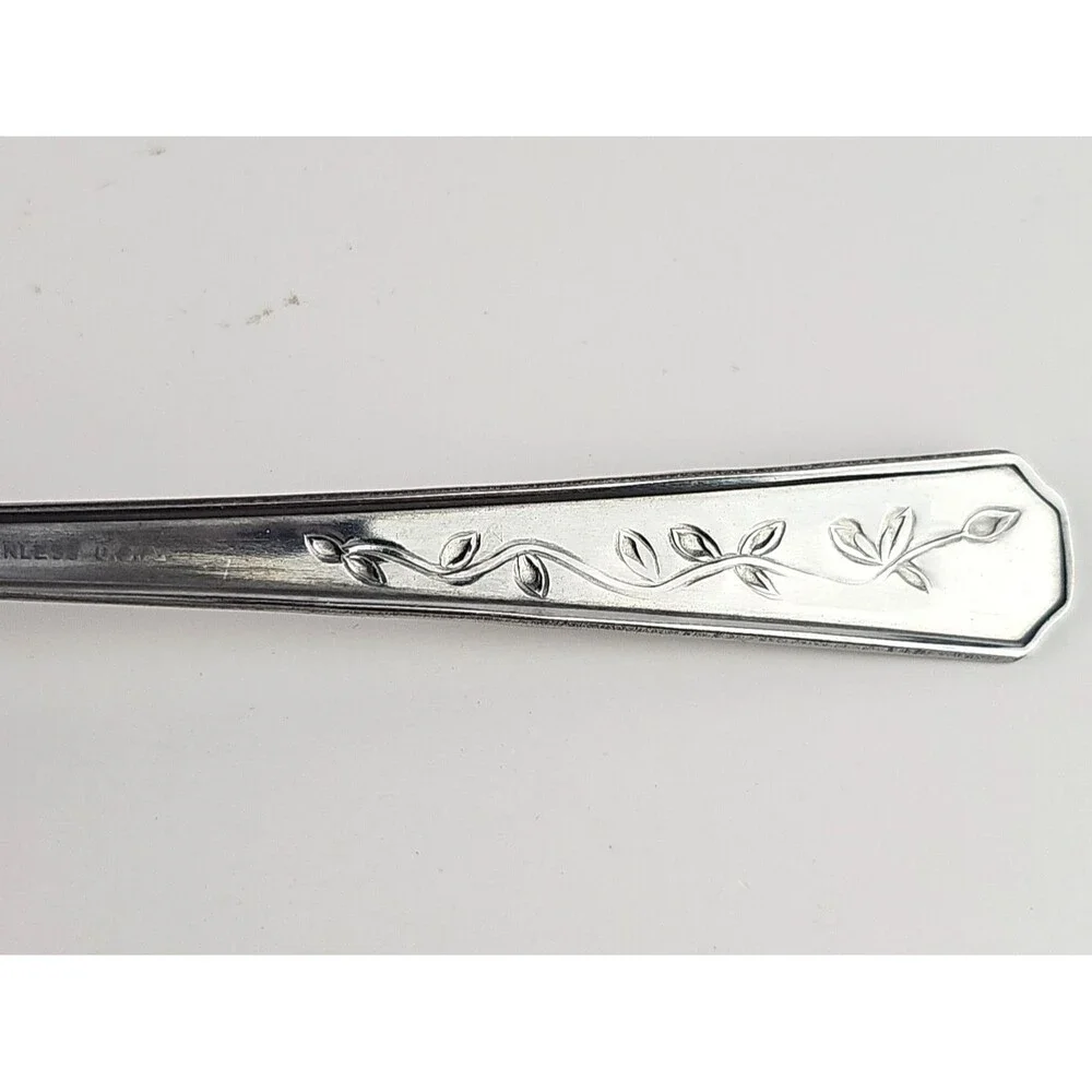 1950s Stainless Flatware Service For 6 By Majestic With Box Floral Pattern